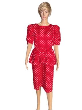 David Mitchell ~ Size 9/10 ~ Vintage ~ USA ~ Red/White ~ Polka Dots ~ Dress